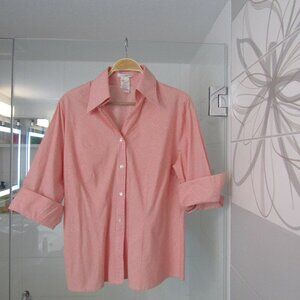 NARACAMICIE Italy Red & White Stripe Cotton Button Down Shirt Blouse--V/5/Large